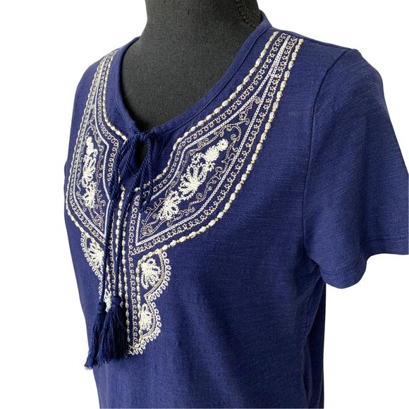 2/$10 - Navy Blue Embroidered Short Sleeve Top - Picture 3 of 8